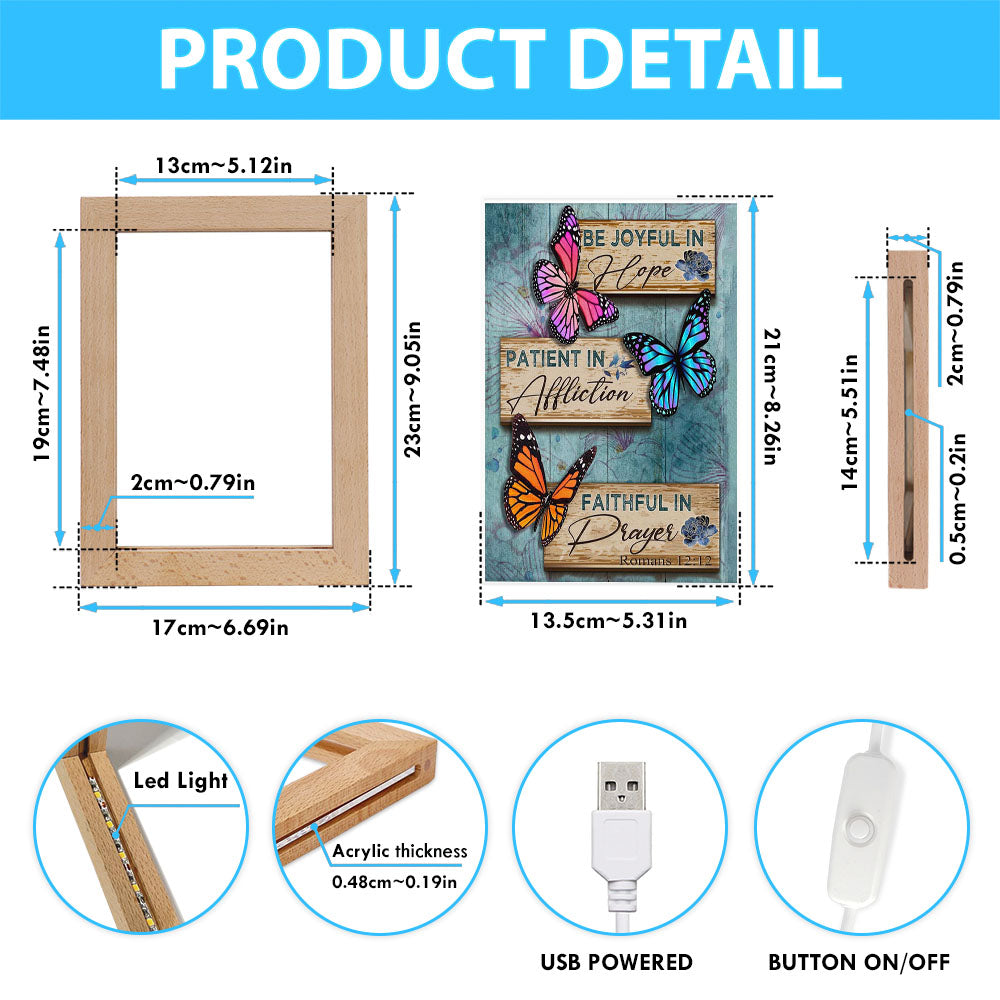 Be Joyful In Hope Romans 1212 Butterflies Christian Night Light - Bible Verse Decor - Scripture Art