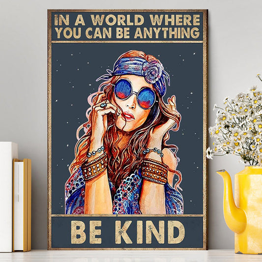 Be Kind Canvas Wall Decor - Boho Wall Decor - Hippie Room Decor - Bohemian Wall Decor
