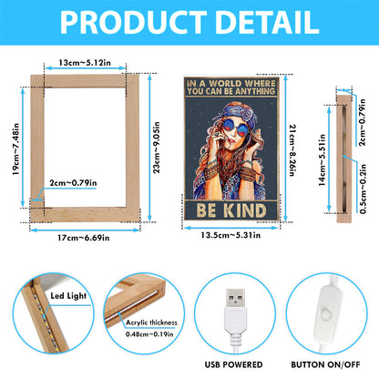 Be Kind Frame Lamp Decor - Boho Decor - Hippie Room Decor - Bohemian Decor