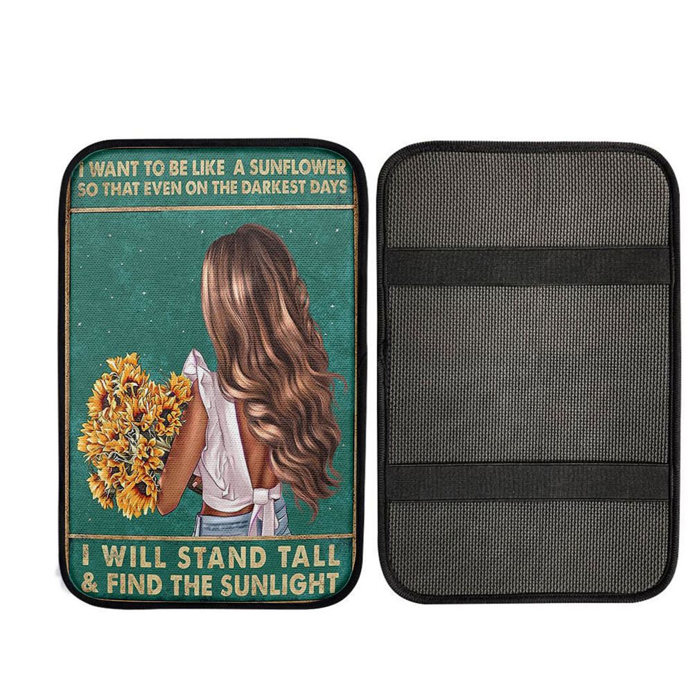 Be Like A Sunflower Car Armrest Pad - Boho Hippy Car Armrest Pad - Encouragement Gifts For Women, Teen Girls, Christian Auto Armrest Cover
