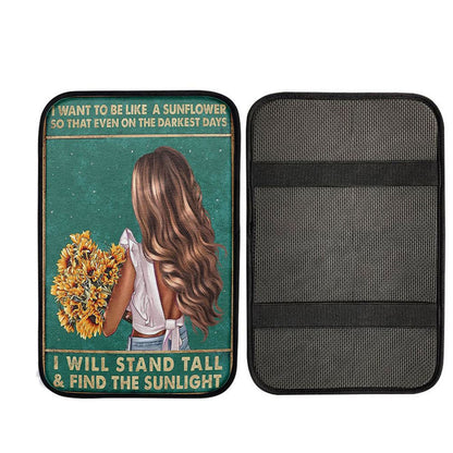 Be Like A Sunflower Car Armrest Pad - Boho Hippy Car Armrest Pad - Encouragement Gifts For Women, Teen Girls, Christian Auto Armrest Cover
