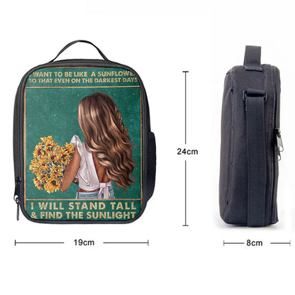 Be Like A Sunflower Lunch Bag, Christian Lunch Bag For School, Picnic, Religious Lunch Bag