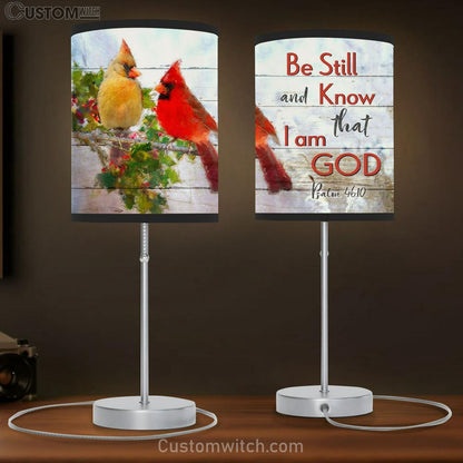 Be Still And Know That I Am God - Cardinal Bird Couple - Christian Table Lamb Gift - Christian Bedroom Decor