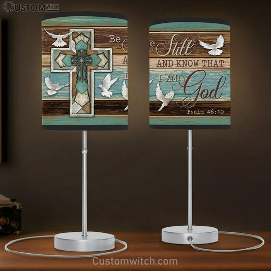 Be Still And Know That I Am God - Dove Cross - Christian Table Lamb Gift - Christian Bedroom Decor