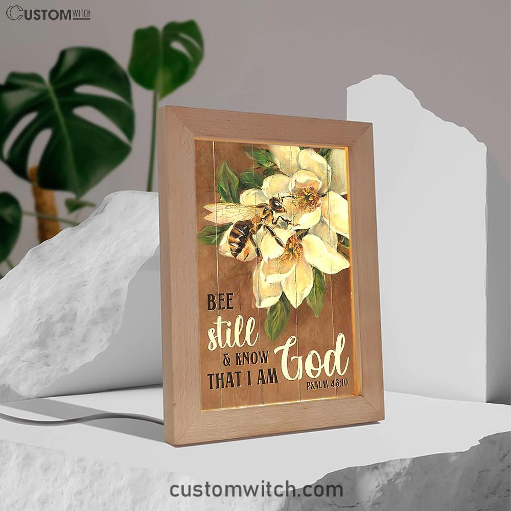 Be Still And Know That I Am God Bee Frame Lamp Art - Bible Verse Wooden Lamp - Inspirational Art - Christian Home Decor