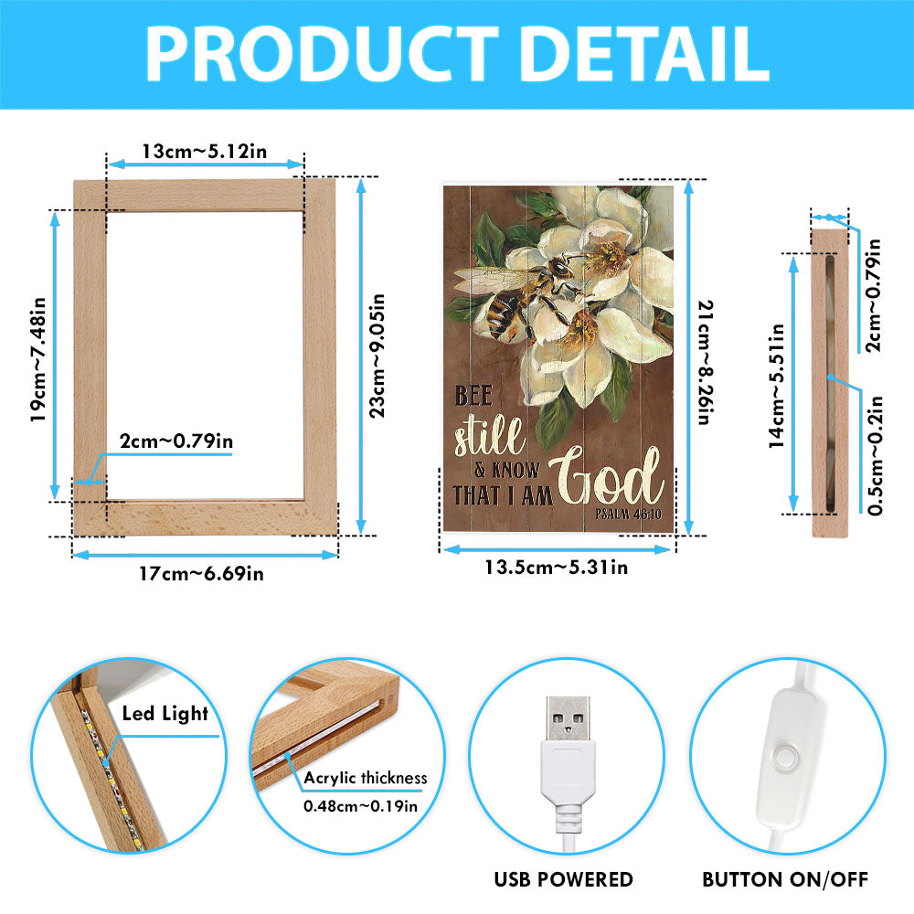Be Still And Know That I Am God Bee Frame Lamp Art - Bible Verse Wooden Lamp - Inspirational Art - Christian Home Decor