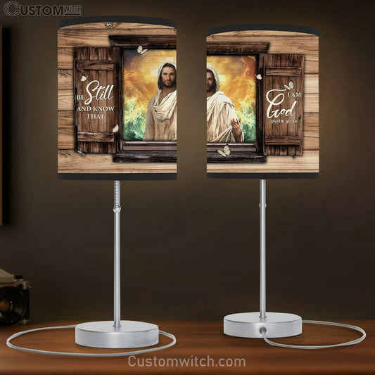 Be Still And Know That I Am God Table Lamb - Jesus Hand Ocean Large Table Lamb - Christian Lamb Gift - Bible Verse Table Lamb Art