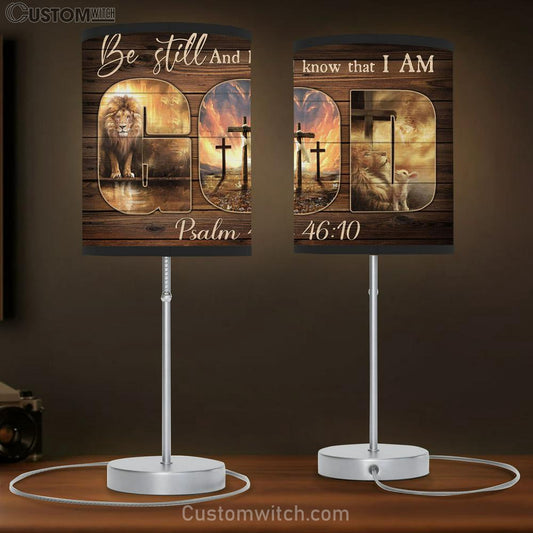 Be Still And Know That I Am God Table Lamb - Lion Of Judah The Amazing Spirit Large Table Lamb Art - Christian Table Lamb Prints
