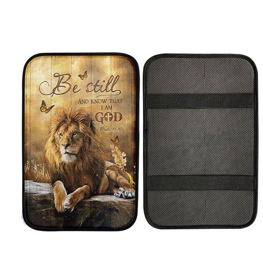 Be Still And Know That I Am God Car Armrest Pad - Lion Of Judah Butterfly Car Armrest Pad, Christian Car Interior Accessories