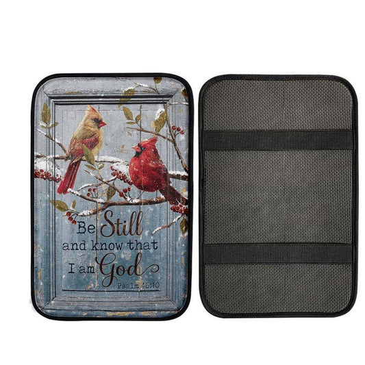 Be Still And Know That I Am God Cardinal Car Center Console Cover, Christian Auto Armrest Cover