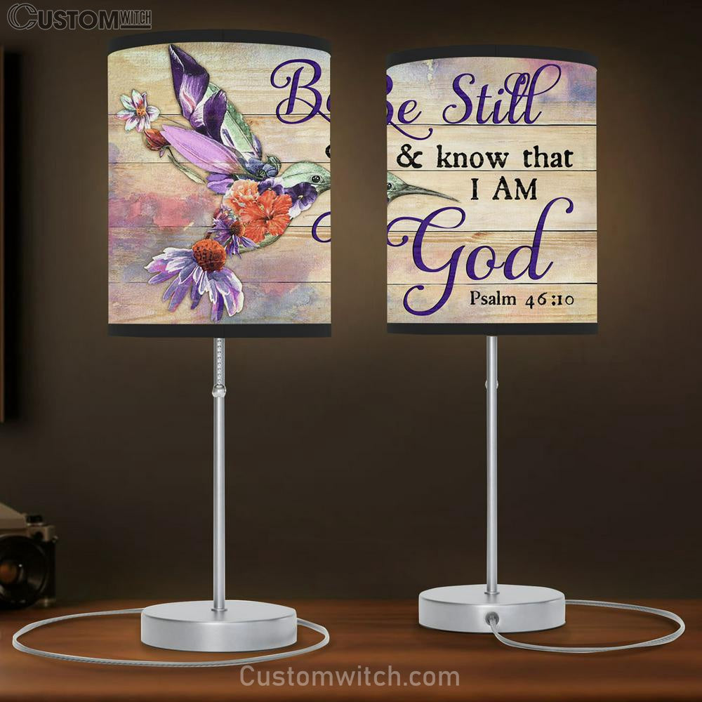 Be Still And Know That I Am God Colorful Hummingbird Large Table Lamb Art - Christian Lamb Gift Home Decor - Religious Table Lamb Prints