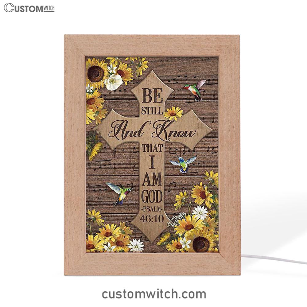 Be Still And Know That I Am God Cross Hummingbird Frame Lamp Art - Bible Verse Wooden Lamp - Inspirational Art - Christian Home Decor