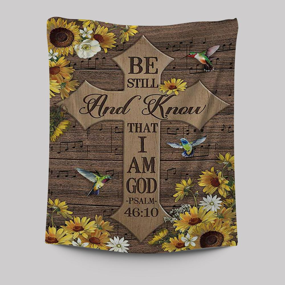 Be Still And Know That I Am God Cross Hummingbird Tapestry Wall Art - Bible Verse Tapestry Art - Inspirational Art -  Christian Indoor Wall Tapestries