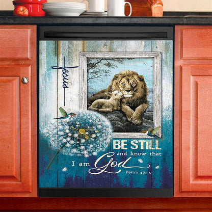 Be Still And Know That I Am God Cross Turtle Dishwasher Cover, Christian Dishwasher Magnet Cover, Bible Verse Kitchen Decor