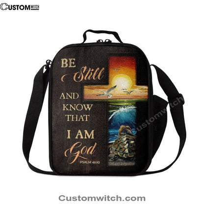 Be Still And Know That I Am God Cross Turtle Lunch Bag, Christian Lunch Bag For School, Picnic, Religious Lunch Bag