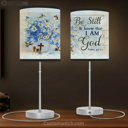 Be Still And Know That I Am God Daisy Flower Hummingbird Table Lamb Gift - Bible Verse Table Lamb - Religious Bedroom Decor