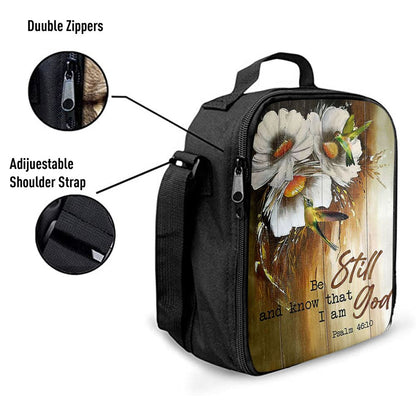 Be Still And Know That I Am God Daisy Hummingbird Lunch Bag, Christian Lunch Bag For School, Picnic, Religious Lunch Bag