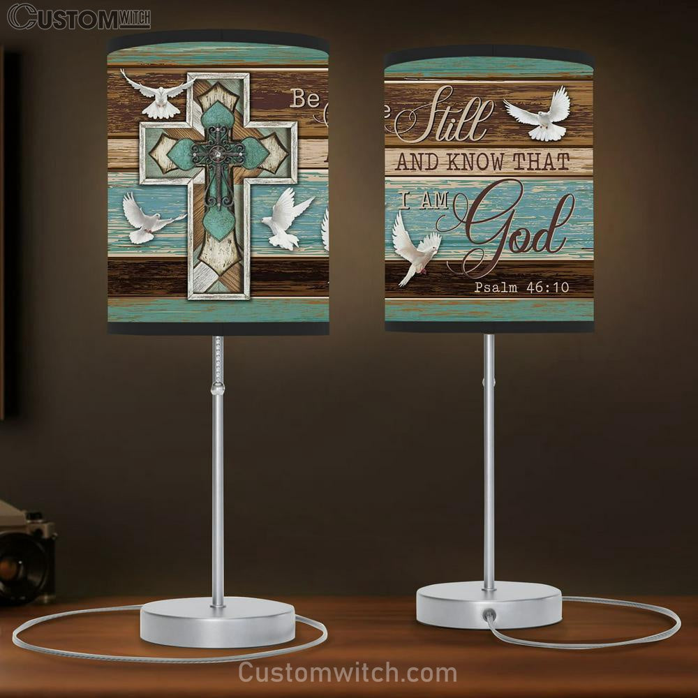Be Still And Know That I Am God Dove Cross Table Lamb Print - Inspirational Table Lamb Art - Scripture Lamb Gift