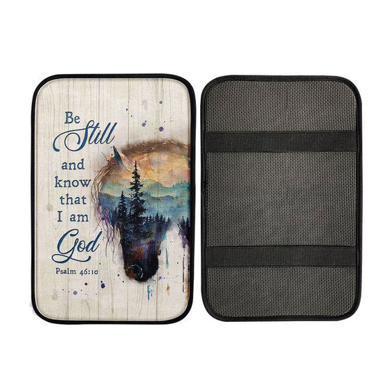 Be Still And Know That I Am God Dream Horse Car Center Console Cover, Christian Auto Armrest Cover