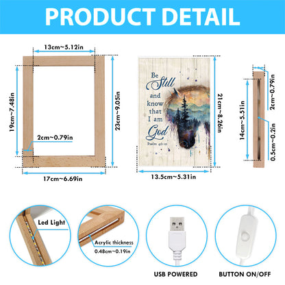 Be Still And Know That I Am God Dream Horse Frame Lamp Art - Bible Verse Art - Christian Inspirational Decor