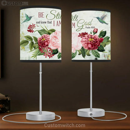 Be Still And Know That I Am God Flower Hummingbird Table Lamb Print - Inspirational Table Lamb Art - Scripture Lamb Gift