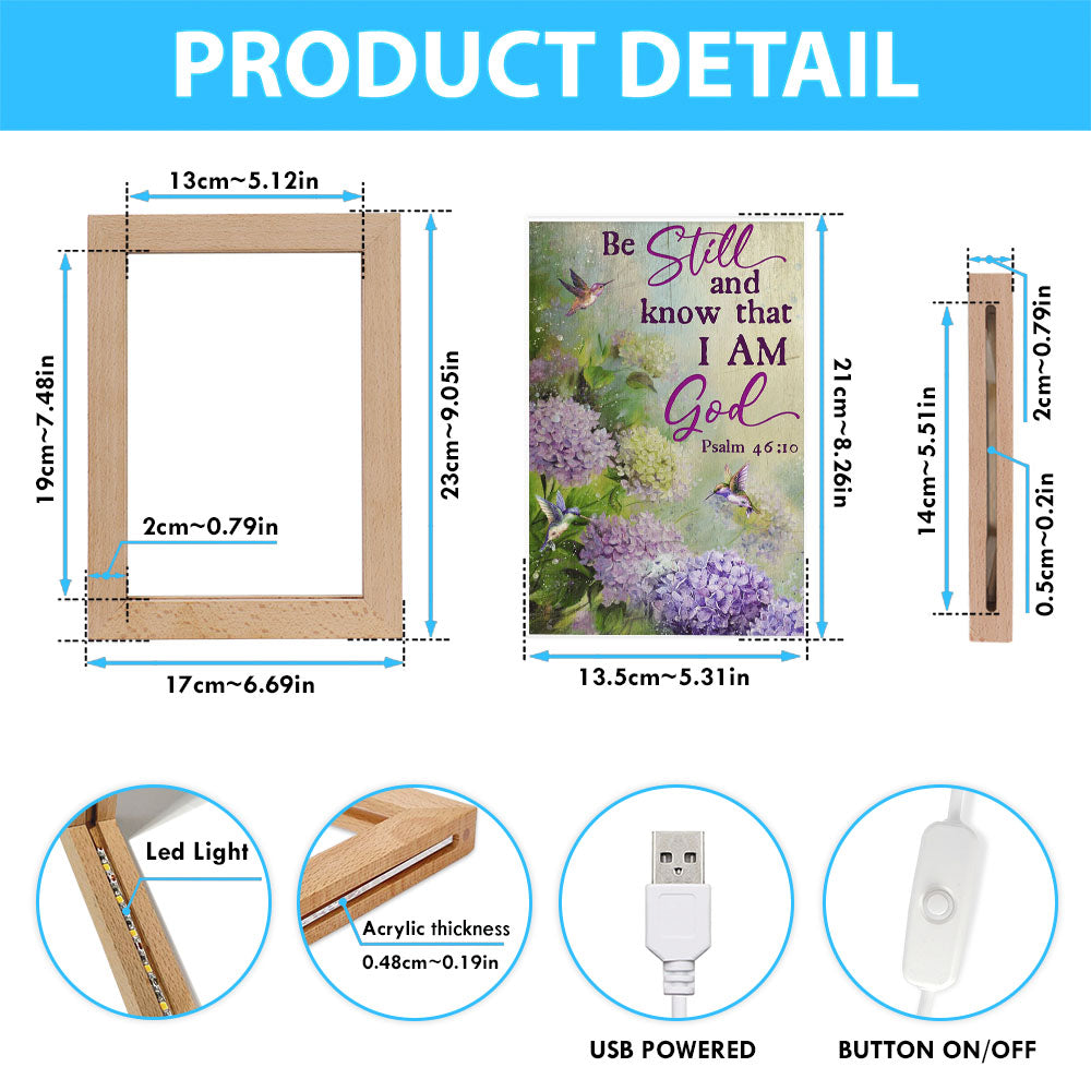 Be Still And Know That I Am God Flower Hummingbird Frame Lamp Art - Christian Art Decor - Religious Gifts Night Light