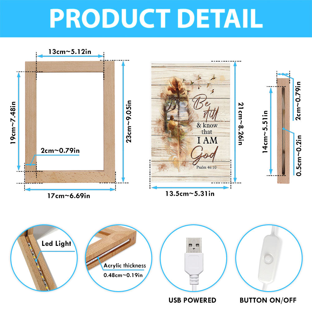 Be Still And Know That I Am God Frame Lamp - Jesus And The Lamb Hummingbird Frame Lamp - Christian Art - Religious Home Decor