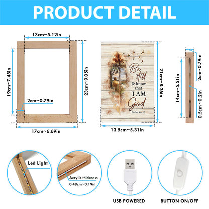 Be Still And Know That I Am God Frame Lamp - Jesus And The Lamb Hummingbird Frame Lamp - Christian Art - Religious Home Decor