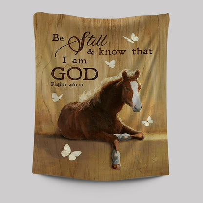 Be Still And Know That I Am God Horse White Butterfly Tapestry Wall Art - Bible Verse Tapestry Art - Inspirational Art -  Christian Indoor Wall Tapestries