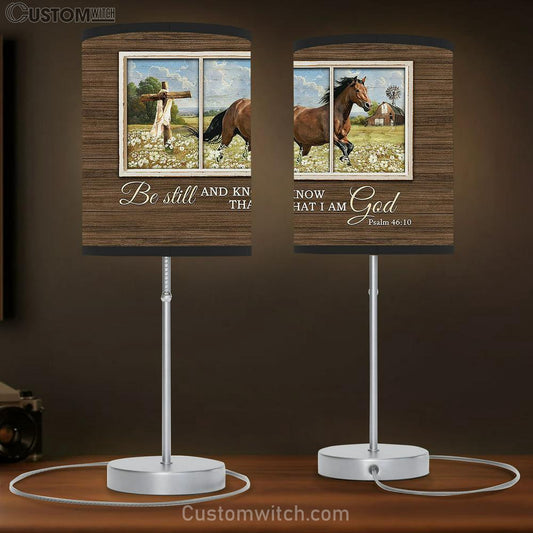 Be Still And Know That I Am God Horse White Flower Field Lamb Gift Table Lamb - Christian Bedroom Decor - Gifts For Horse Lovers
