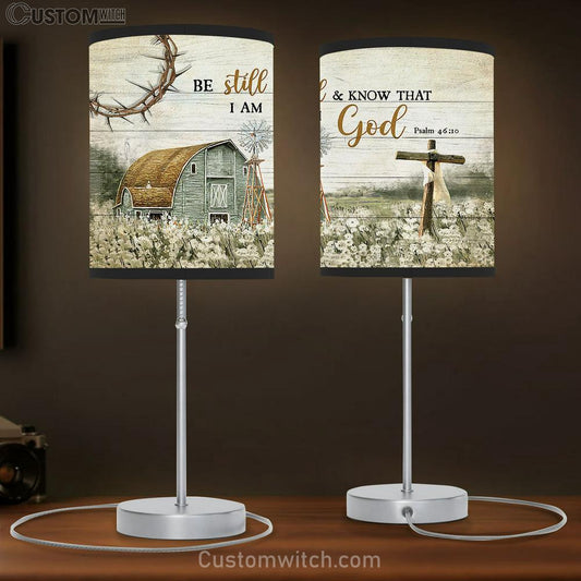 Be Still And Know That I Am God House Wooden Cross Table Lamb Prints - Religious Table Lamb Art - Christian Home Decor