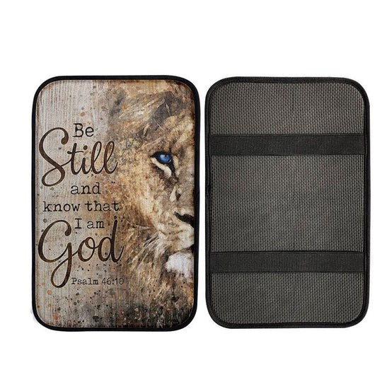 Be Still And Know That I Am God Lion Of Judah Car Center Console Cover, Christian Car Armrest Cover