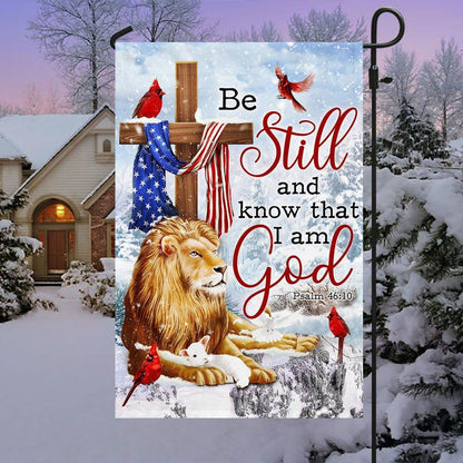 Be Still And Know That I Am God Lion Of Judah Christmas Flag, Christian Christmas House Flag, Christmas Outdoor Decor Ideas