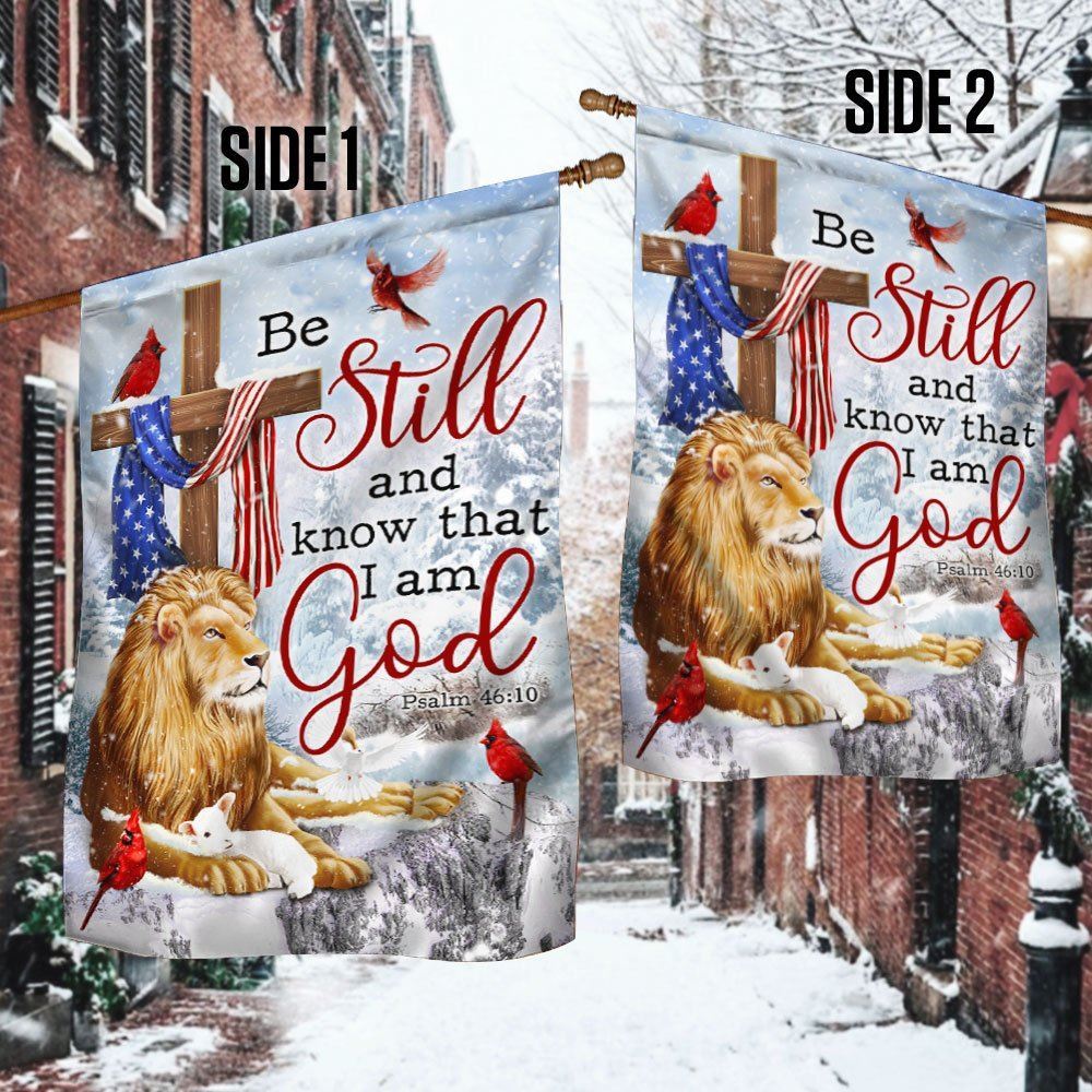 Be Still And Know That I Am God Lion Of Judah Christmas Flag, Christian Christmas House Flag, Christmas Outdoor Decor Ideas