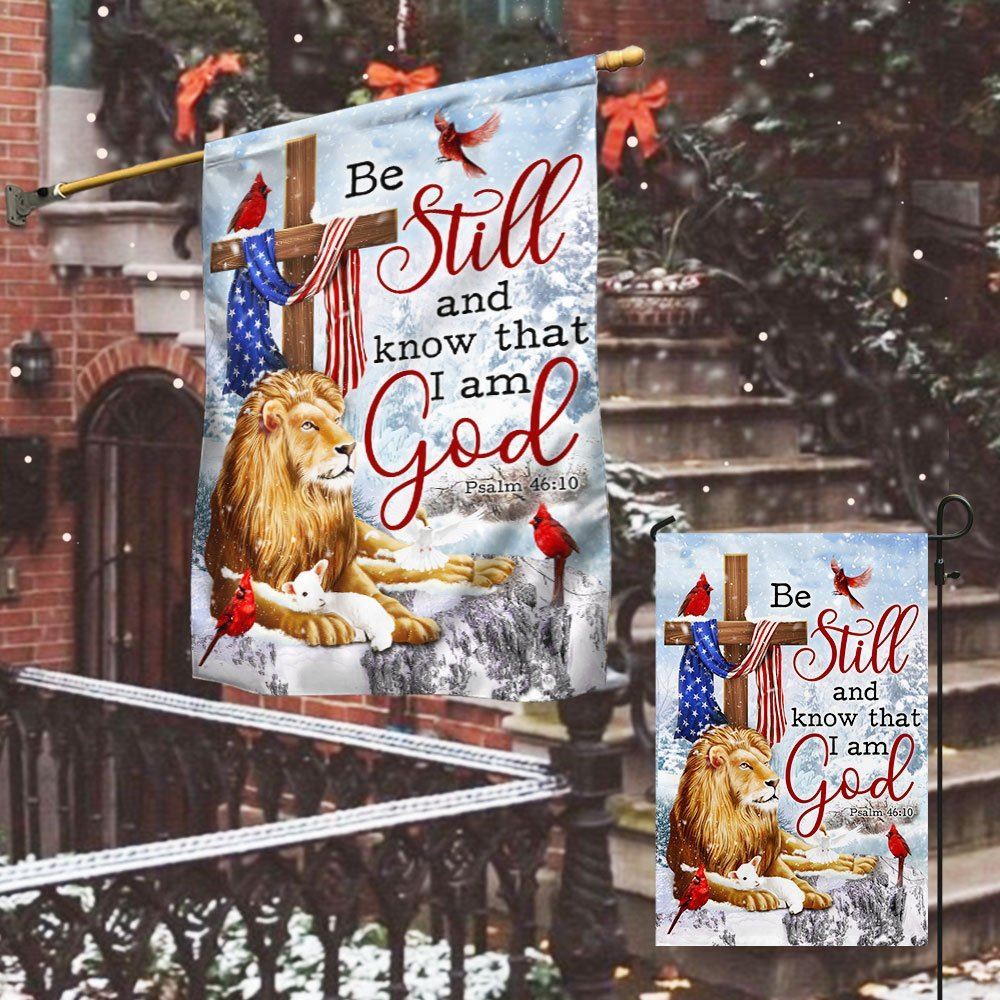 Be Still And Know That I Am God Lion Of Judah Christmas Flag, Christian Christmas House Flag, Christmas Outdoor Decor Ideas