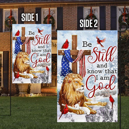 Be Still And Know That I Am God Lion Of Judah Christmas Flag, Christian Christmas House Flag, Christmas Outdoor Decor Ideas