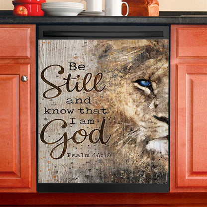 Be Still And Know That I Am God Lion Of Judah Cross Light Dishwasher Cover, Bible Verse Dishwasher Magnet Cover, Christian Inspirational Kitchen Decor