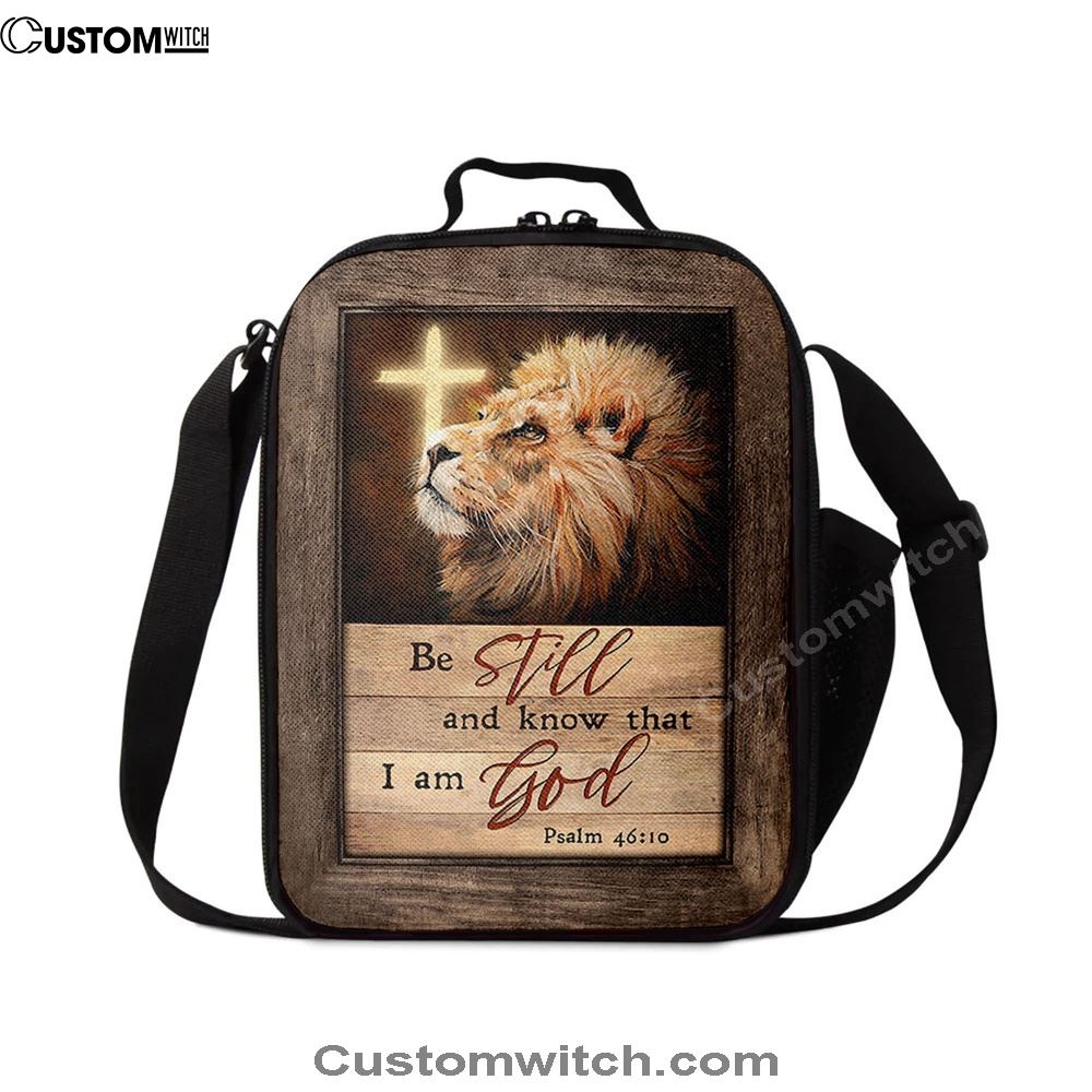 Be Still And Know That I Am God Lion Of Judah Cross Light Lunch Bag, Christian Lunch Bag For School, Picnic, Religious Lunch Bag