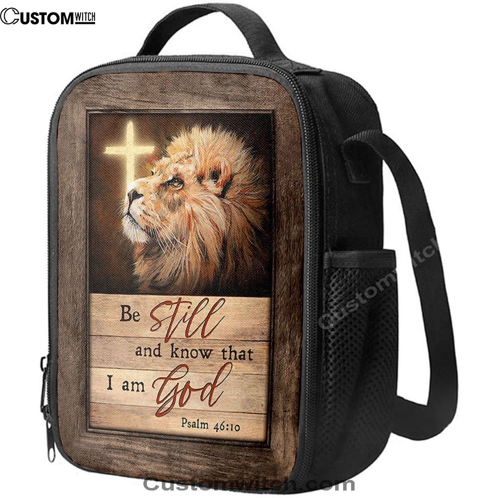 Be Still And Know That I Am God Lion Of Judah Cross Light Lunch Bag, Christian Lunch Bag For School, Picnic, Religious Lunch Bag