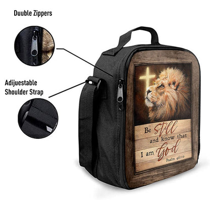 Be Still And Know That I Am God Lion Of Judah Cross Light Lunch Bag, Christian Lunch Bag For School, Picnic, Religious Lunch Bag