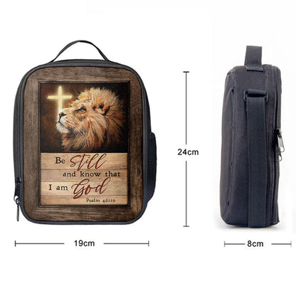 Be Still And Know That I Am God Lion Of Judah Cross Light Lunch Bag, Christian Lunch Bag For School, Picnic, Religious Lunch Bag