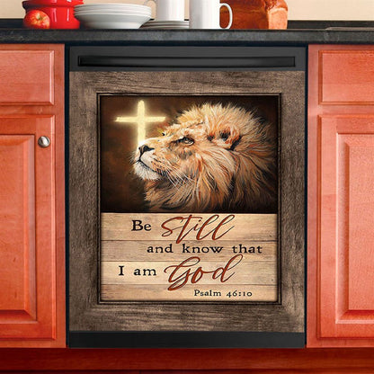 Be Still And Know That I Am God Lion Of Judah Dishwasher Cover, Bible Verse Dishwasher Magnet Cover, Christian Inspirational Kitchen Decor