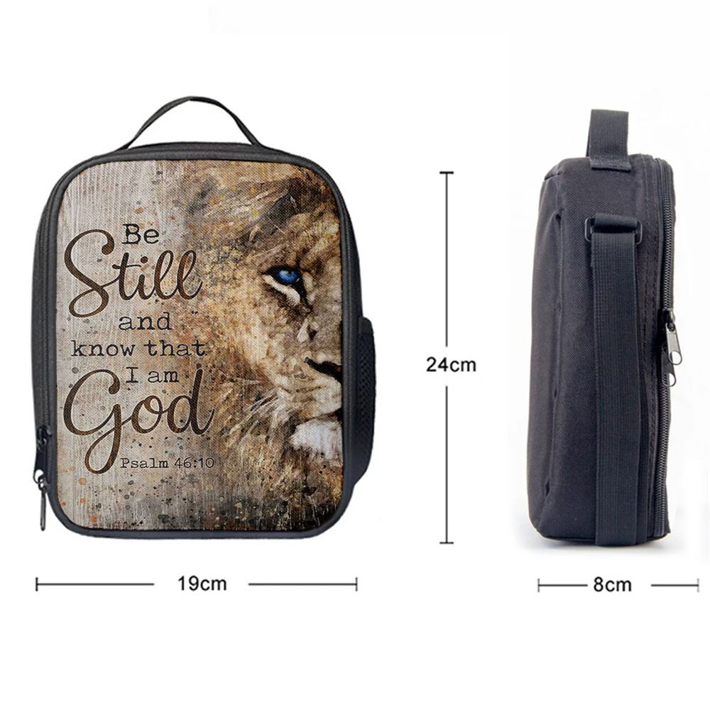 Be Still And Know That I Am God Lion Of Judah Lunch Bag, Christian Lunch Bag For School, Picnic, Religious Lunch Bag