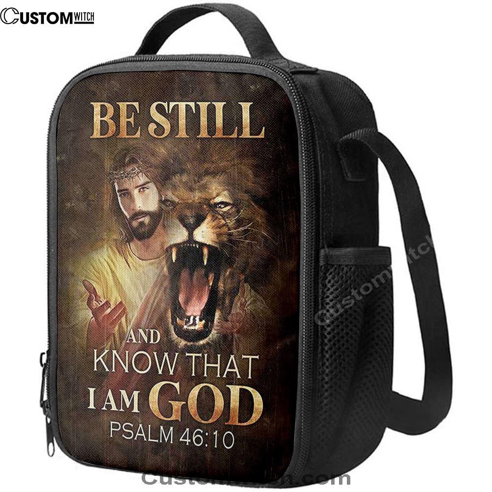 Be Still And Know That I Am God Lunch Bag, Angry Lion Of Judah Jesus Lunch Bag, Christian Lunch Bag For School, Picnic, Religious Lunch Bag