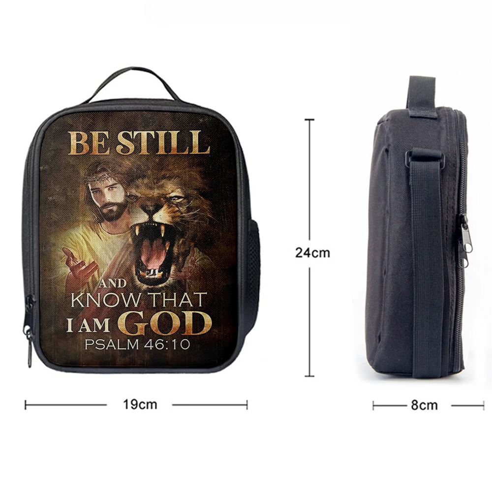 Be Still And Know That I Am God Lunch Bag, Angry Lion Of Judah Jesus Lunch Bag, Christian Lunch Bag For School, Picnic, Religious Lunch Bag