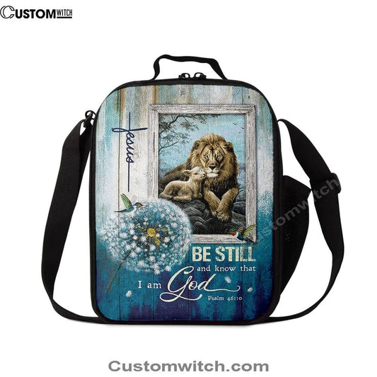 Be Still And Know That I Am God Lunch Bag, Dandelion Lion Of Judah Lamb Of God Lunch Bag, Christian Lunch Bag For School, Picnic, Religious Lunch Bag