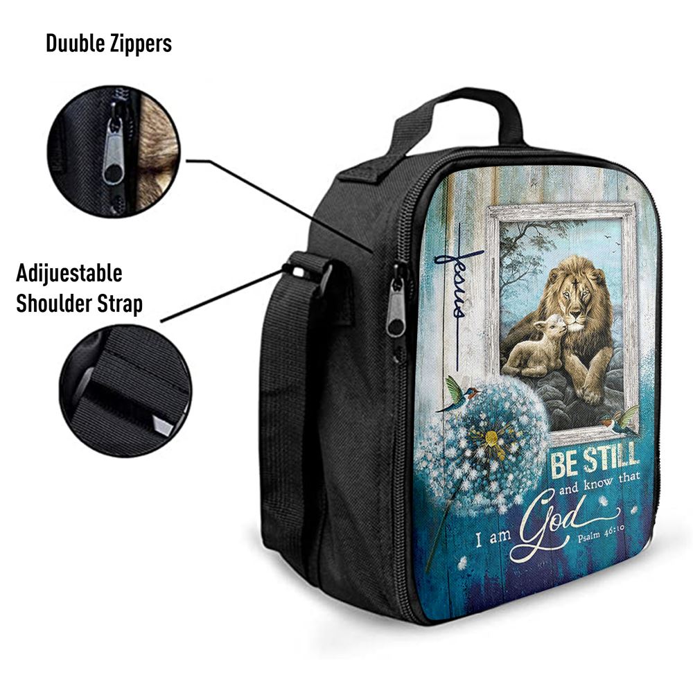 Be Still And Know That I Am God Lunch Bag, Dandelion Lion Of Judah Lamb Of God Lunch Bag, Christian Lunch Bag For School, Picnic, Religious Lunch Bag