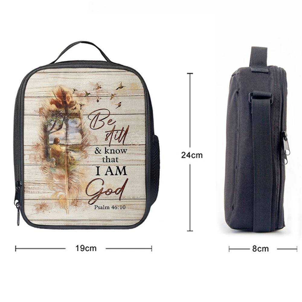 Be Still And Know That I Am God Lunch Bag, Jesus And The Lamb Hummingbird Lunch Bag, Christian Lunch Bag For School, Picnic, Religious Lunch Bag
