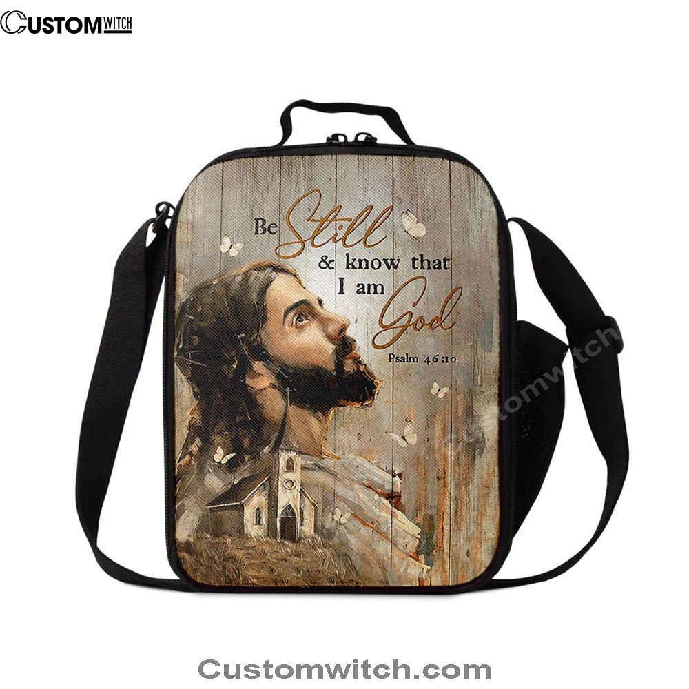 Be Still And Know That I Am God Lunch Bag, Jesus Face Lunch Bag, Christian Lunch Bag For School, Picnic, Religious Lunch Bag