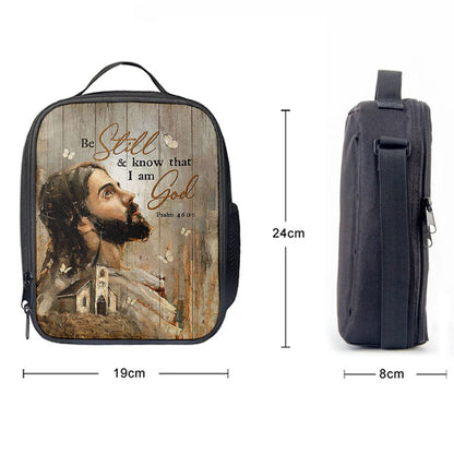 Be Still And Know That I Am God Lunch Bag, Jesus Face Lunch Bag, Christian Lunch Bag For School, Picnic, Religious Lunch Bag